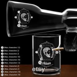 Maverton Rifle Decanter with 4 bullet Glasses for man Whiskey Set with engraving For Birthday Customised Glassware for husband