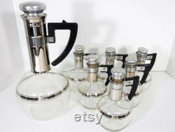 Mid Century Inland Coffee or Wine Carafe and and 6 Individual Carafes set ,