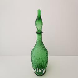 Mid-Century Italian Empoli Glass, Empoli Verde Duck Carafe with Plugs from the 60s