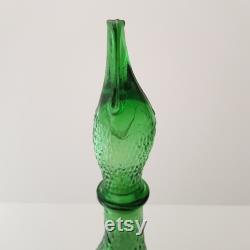Mid-Century Italian Empoli Glass, Empoli Verde Duck Carafe with Plugs from the 60s