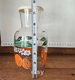 Mid Century Orange Juice Carafe Bright Oranges, Flowers