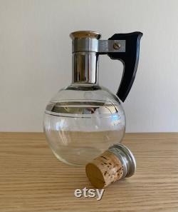 Mid-century individual coffee carafe with silver detail made by Inland Glass Co. sold individually