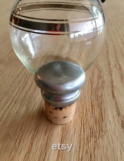 Mid-century individual coffee carafe with silver detail made by Inland Glass Co. sold individually