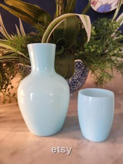 Morgantown Trudy Light Blue Tumble Up Bedside Carafe, home accent, bedroom decor, gift for home