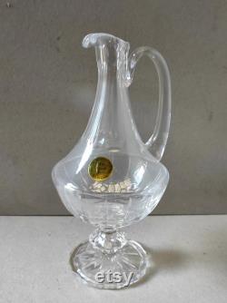 Old carafe with french crystal ewer wine from Lorraine blown and cut by hand new in box