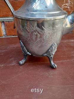 Old silver plated water mug, English antiques, Home decor, Handmade water jug, Old country decor.