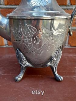 Old silver plated water mug, English antiques, Home decor, Handmade water jug, Old country decor.