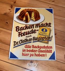 Old tin sign Dr. Oetker Baking eight joy 48 x 64 cm
