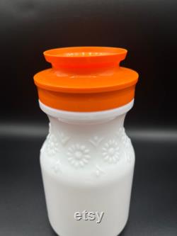 Opalescent Milk Glass Juice Carafe Jug with Orange Lks