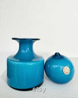 Otto Brauer Bottle Vase Holmegaard Denmark 1970s Turquoise Glass