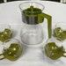 Pyrex Avocado Green Roly Poly Drinkups Snap Coffee Cups And Pyrex Carafe Withlid Rare