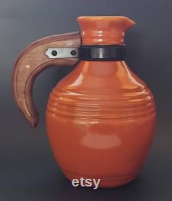 Pacific Pottery Carafe Jug 438 Rust Orange 8 1 2 Made in USA Wood Handle