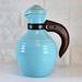 Pacific Pottery Carafe Pitcher With Lid 438 Aqua Turquoise Color Hostessware Colorware Vintage 1930s Walnut Wood Handle California