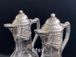 Pair Carafes with Silver