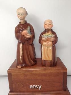 Pair Western Germany Friors Monks -carrying Turkey and Wine Carafes.