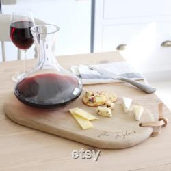 Personalised LSA Wine Carafe And Oak Cheese Board Set