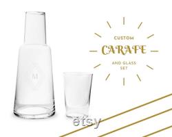 Personalized Bedside Water Carafe And Glass Set Diamond Monogram Carafe Set House Warming Present New Homeowner Gift Our First Home