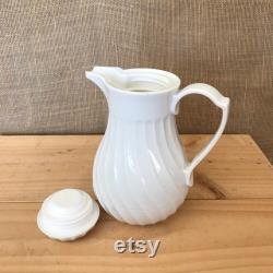 Pick Vintage Insulated Coffee Carafe White Connoisserve Swirl Hotel Pitcher Thermal Hot Cold Liquid Water Camping Country Decor Thermos