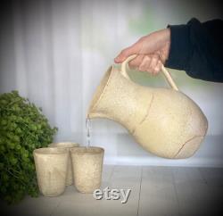 Pottery Large Pitcher, off-white jug, ceramic pitcher, handmade pitcher, rustic jar, water pitcher, ceramic wine carafe, ceramic vase