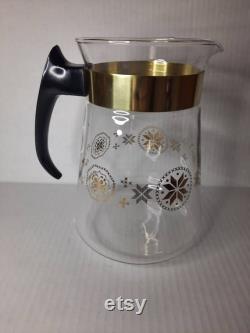 Pyrex coffee carafe, snowflake pattern carafe, cross stitch design pyrex, Christmas gift for best friend, Pyrex collector gift, MCM carafe