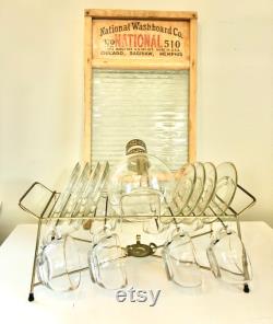 RARE Vintage Pyrex Glass Carafe Decanter with 8 Cups 8 Saucers and Service Rack Vintage Pyrex Coffee Tea Set