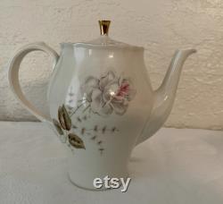 RARE Vintage RICHARD GINORI White Rose Fine China Gold Rimmed Coffee Tea Carafe Lid