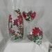 Red Poinsettia's With Red Berries On 2 Large Red Wine Stemware With Matching Carafe Hand Painted