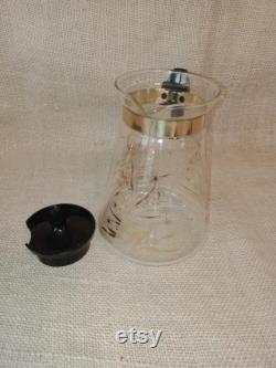 Retro Pyrex Glass Coffee Carafe with Lid Vintage Pyrex Black and Gold