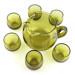 Retro Round 7 Piece Avocado Green Glass Pitcher And Roly Poly Glasses
