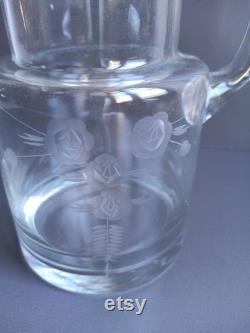 Romania vintage cut glass water jug and single glass stopper.