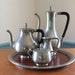 Royal Holland K.m.d. Mid Century Modern Pewter Coffee And Tea Service With Tray, 2 Lidded Pots, Lidded Sugar, Creamer