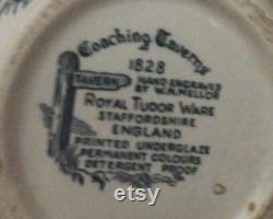 Royal Tudor Coaching Taverns Blue White Pitcher, Hard to Find