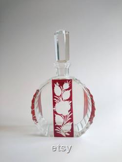Ruby glass carafe crystal 1930's full cut roses glass carafe crystal carafe carafe carafe crystal carafe