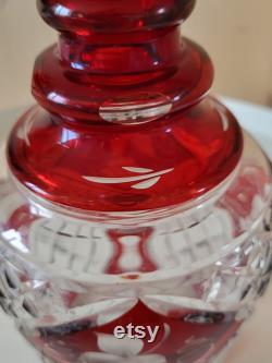Ruby red Glass Carafe with Sterling silver coloum, Sterling, Böhmish Glass, Patina, Vintage
