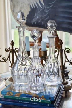 Set of Three Antique Mix and Match French Crystal Glass carafes
