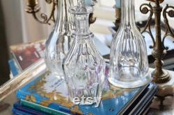 Set of Three Antique Mix and Match French Crystal Glass carafes