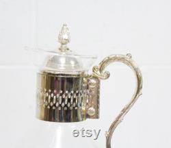 Silver Plated Vintage Carafe with Warmer, Glass Carafe Tea Pot, Coffee Carafe, Silverplate Carafe, 80s Retro Kitchen Decor,