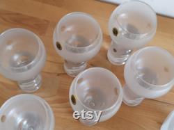 Space age Italian retro bar set, clear and cristal, ice bucket and six glasses