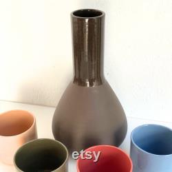 Stoneware Wine Set With Carafe. Ceramic Decanter Set.Minimalist Wine Tumbler Set. Gift For Wine Lovers. Wedding Gift.Ceramic Jug Set.