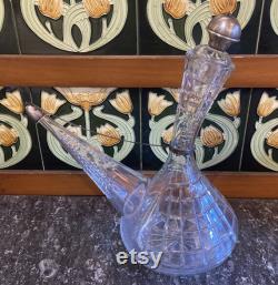 Stunning Antique Cut Patterned Crystal Silver Mounted Carafe