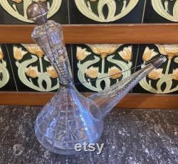 Stunning Antique Cut Patterned Crystal Silver Mounted Carafe