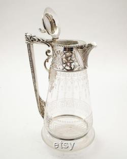 Stunning Victorian Silver Plated Glass Claret Jug Circa 1880