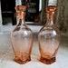 Stunning, Set Of Two, Vintage, French, Art Deco Style, Rose, Depression Glass Carafes. Circa 1940's 50's