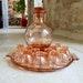 Stunning, Vintage, French, 1940's Pink Depression Glass Eau-de-vie Carafe Set With Tray