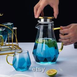 Stylish Carafe Glasses Carafe and Glass Set Blue Carafe Set Decander with Glasses