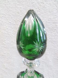 Superb decanter or broc crystal saint Louis doubled overlay Green before 1936 Magnificent french crystal pitcher decanter