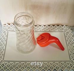 TANG Juice Pitcher 1 Quart Vintage 70s Astronaut Drink Retro 70s Drinkware Anchor Hocking Clear Swirl Glass Carafe And Plastic Orange Lid