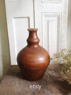 TM Vintage earthenware clay handmade pottery jug bottle water wine oil circa 1960-70's Hungarian, Pot, Flask, Terracotta, Pitcher, Drink Cup