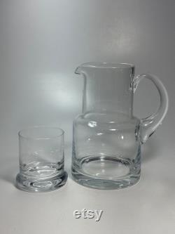 Tiffany and Co Crystal Glass Bedside Water Pitcher Carafe with lid cup signed