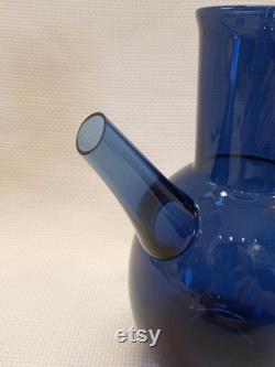 Timo Sarpaneva Iittala Cobalt Blue Carafe, Vintage Glass Decanter, Collectible Art Glass, Finnish Blown Glass, Designer, Sculptor, Educator